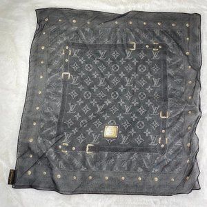 Louis Vuitton Denim Noir 100% Cotton Bandana Scarf